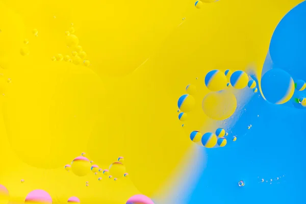 Φωτεινό Αφηρημένο Πολύχρωμο Φόντο Κύκλους Λαδιού Μπλε Κίτρινο Και Ροζ — Φωτογραφία Αρχείου