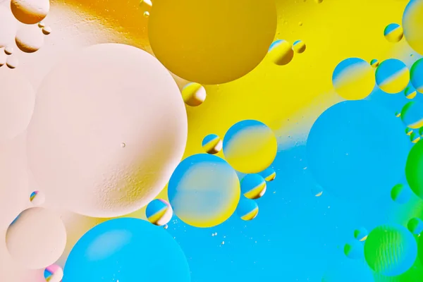 Bright Abstract Multicolored Background Oil Circles Blue Yellow Beige Green — Stock Photo, Image