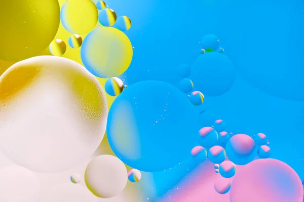 Heldere Abstracte Veelkleurige Achtergrond Met Oliekringen Met Blauwe Gele Roze — Stockfoto