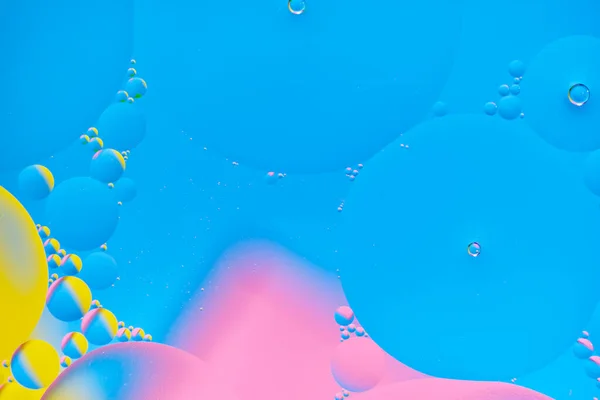 Heller Abstrakter Mehrfarbiger Hintergrund Mit Ölkreisen Mit Blauer Gelber Und — Stockfoto
