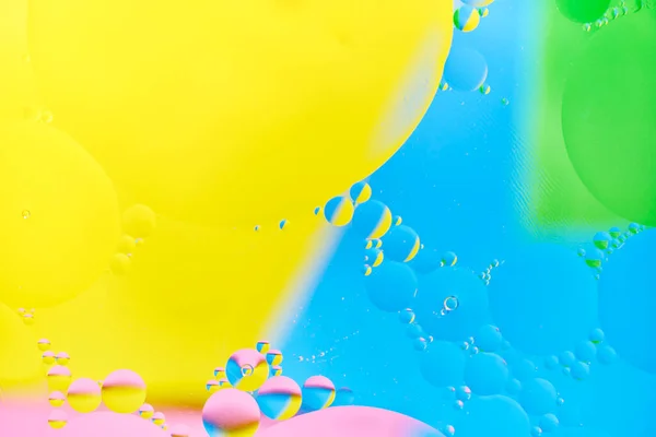 Ljus Abstrakt Flerfärgad Bakgrund Med Olja Cirklar Med Blå Gul — Stockfoto