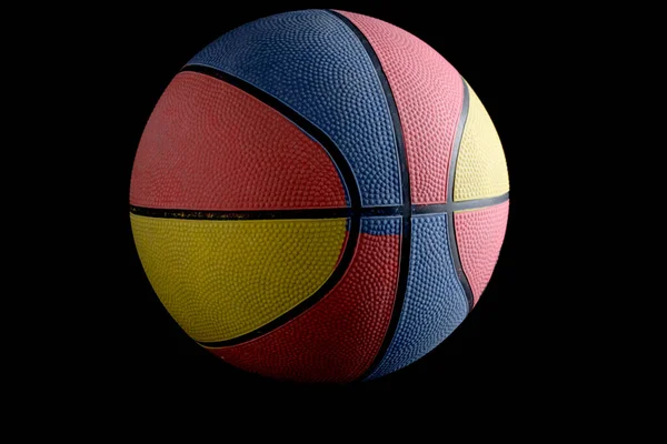Tricolor Basketbal Zwarte Achtergrond Isoleren — Stockfoto