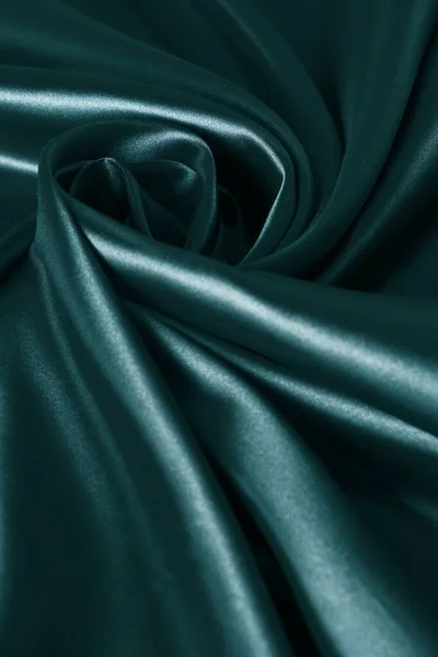 Háttér Smaragd Sodrott Selyem Szövet Absztrakt Textúra Szatén Szövet — Stock Fotó
