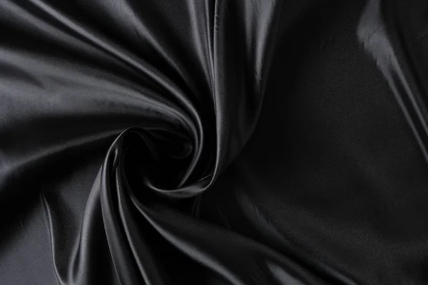 Fondo Negro Tejido Seda Retorcido Textura Abstracta Tela Satén —  Fotos de Stock