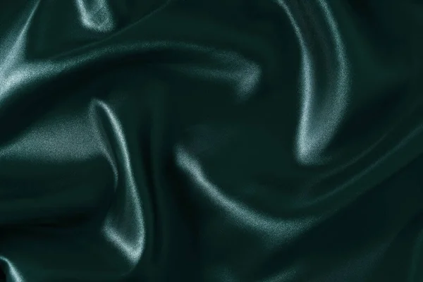 Tecido Seda Abstrato Ondulado Verde Tecido Cetim Fundo — Fotografia de Stock