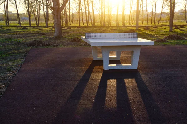 Tennistafel Openbaar Park Tegen Zonsondergang — Stockfoto