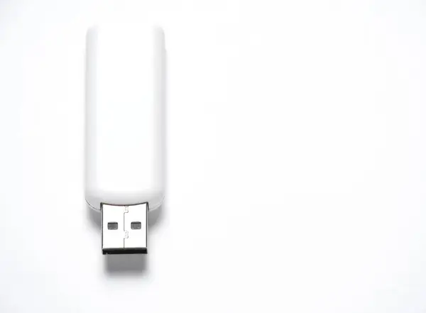Usb Flash Drive Witte Behuizing Witte Achtergrond — Stockfoto