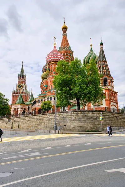 Moscow May 2023 Basil Cathedral Spasskaya Tower — Stock Photo, Image