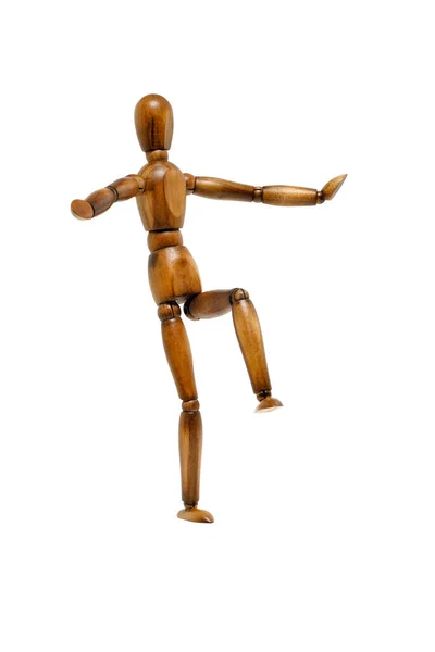 Dřevěná Hnědá Figurína Pohybu — Stock fotografie