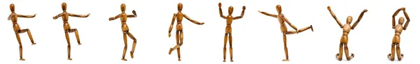 Banner Con Figuras Maniquí Madera Con Diferentes Movimientos — Foto de Stock
