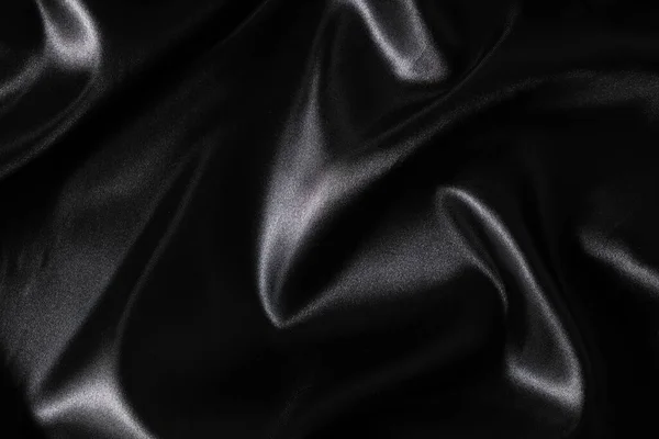 Pek Kumaş Soyut Dalgalı Siyah Saten Kumaş Arkaplan — Stok fotoğraf