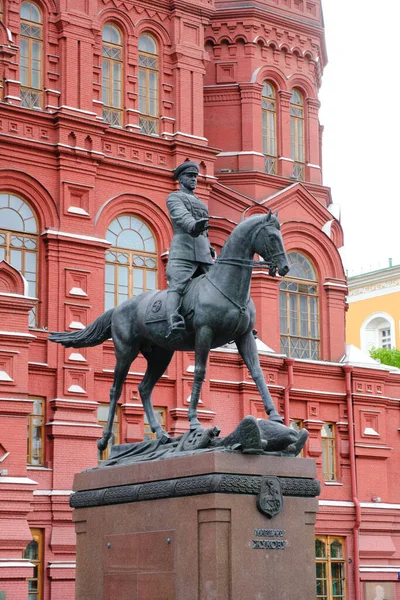 Monumento Mariscal Zhukov Punto Referencia Moscú —  Fotos de Stock