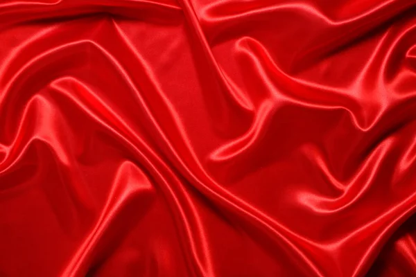 Fundo Abstrato Feito Tecido Ondulado Seda Vermelha — Fotografia de Stock
