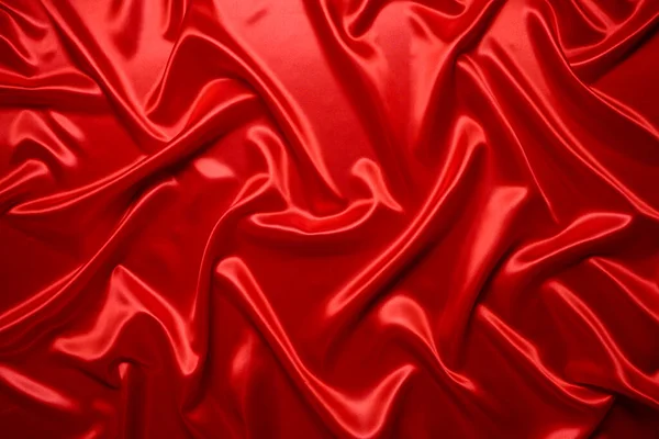 Abstrakcyjne Tło Wykonane Czerwonego Jedwabiu Falistej Tkaniny — Zdjęcie stockowe