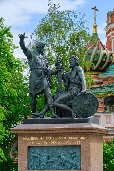 Moscou Rússia 2023 Monumento Minin Pozharsky Moscou Está Localizado Frente — Fotografia de Stock