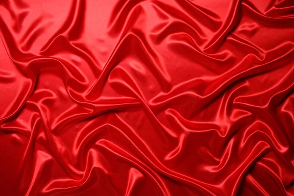 Absztrakt Háttér Készült Piros Selyem Hullámos Szövet — Stock Fotó