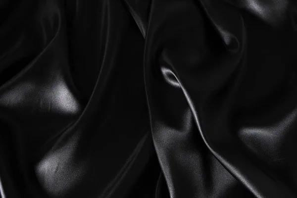 Шелковая Ткань Абстрактный Волнистый Черный Атласный Фон — стоковое фото