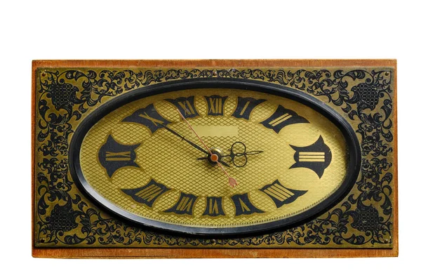 Velho Retro Mecânico Relógio Mesa Fundo Branco — Fotografia de Stock
