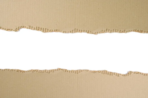 Pieza Desgarrada Cartón Corrugado Sobre Fondo Blanco — Foto de Stock