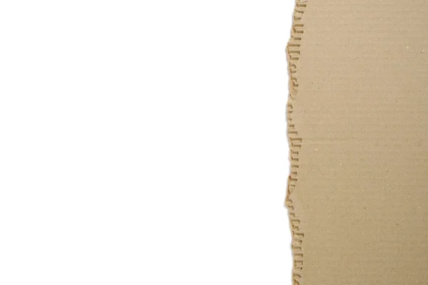 Piece Torn Corrugated Cardboard White Background — Stock Photo, Image