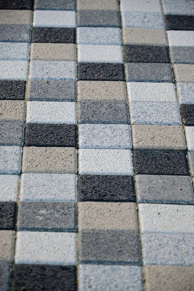 Mosaico Cuadros Losas Pavimentación Multicolores Primer Plano Tonos Grises Beige — Foto de Stock