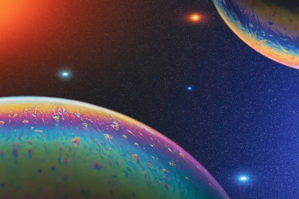 Dois Planetas Brilhantes Espaço Profundo Com Muitas Estrelas — Fotografia de Stock