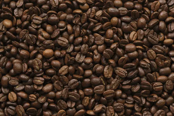 Bakgrund Rostade Kaffebönor Närbild Makrofotografier Royaltyfria Stockbilder