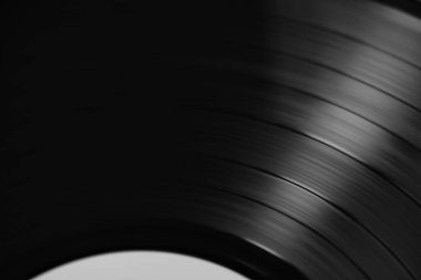 Vinil siyah bir kayıttaki ses izleri yakın çekim makro fotoğraf