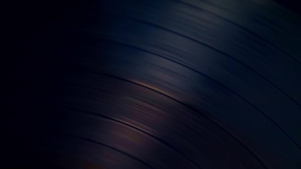 Spinning Vinyl Record Closeup Retro Background — Stock Video