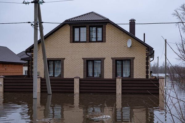 Flooded house. House was flooded with water during spring flood