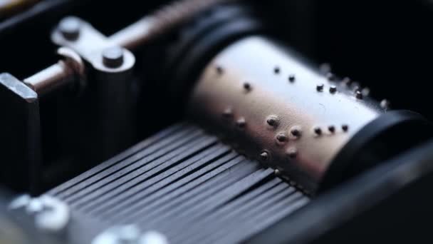 Cilindro Rotazione Del Carillon Primo Piano Meccanismo Musicale — Video Stock