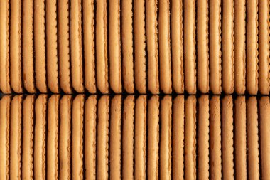 Bisküvi arka planı. Üst üste bisküvi yakın çekim