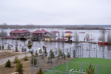 Kazakhstan Kostanay April 2024.Flooded Mojito recreation center in Kostanay. Flood 2024 clipart