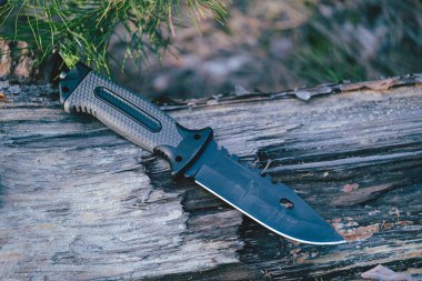 Ormanda bıçak sapı avlamak. av bıçağı