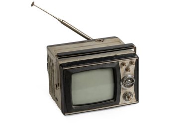 Vintage Tv izole üzerinde beyaz arka plan belirleme