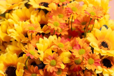 Parlak sarı çiçeklerin yakın plan arkaplanı