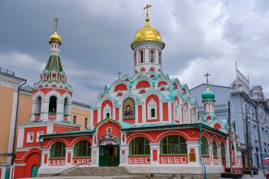 Moskova Mayıs 2023 Kazan Katedrali Kızıl Meydan 'da