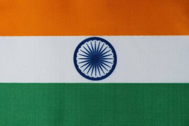 Hindistan kumaş arka planı. Hindistan 'ın ulusal bayrağı tuval dokusunda