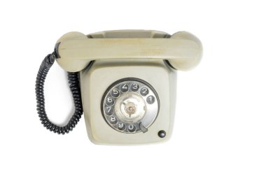 Retro telefon beyaz arkaplanda izole edildi