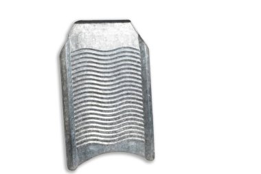 Eski, kıvrımlı metal çamaşır tahtası