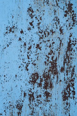 Mavi grunge boyalı paslı metal dokusu. Tasarım için soyut arkaplan ve doku