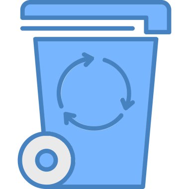 Geri dönüşüm kutusu ana hatları doldurulmuş vektör simgesi dekoru