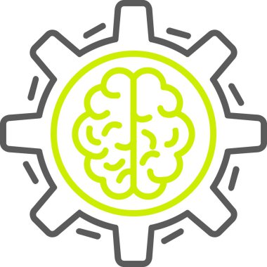 Beyin vitesi vektör simgesi. biçim düz grafik simgesi, eko yeşil renk, yuvarlak açılar, beyaz arkaplan