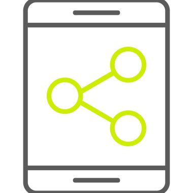 Akıllı telefon vektör simgesi. resim biçimi yuvarlak kare, eko yeşil ve gri renkler, beyaz arkaplan içindeki çift renkli düz ikonik semboldür.