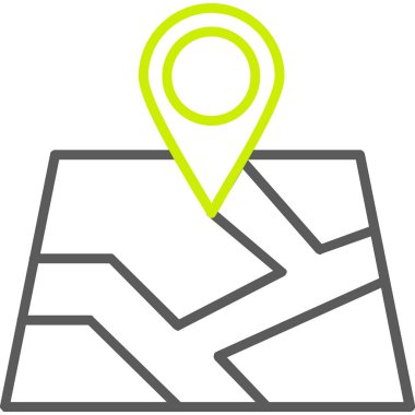 Harita konumu simgesi. Beyaz arkaplanda izole edilmiş web tasarımı için ana harita konum vektörü simgesi