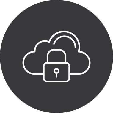 Ana hat biçiminde bulut güvenlik kilidi simgesi