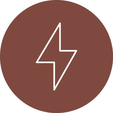 Elektrik vektör simgesi. simge biçimi yuvarlak sembol, kahverengi renk, beyaz arkaplan ile yuvarlak açılar