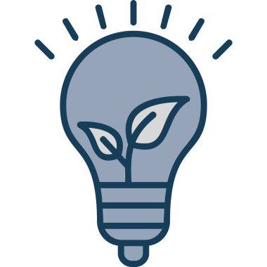 Doldurulmuş dış hat biçiminde ampul fikri aydınlatma simgesi