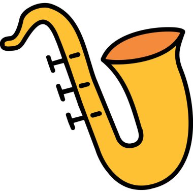 Saksafon müzik aleti simgesi - taslak biçimi