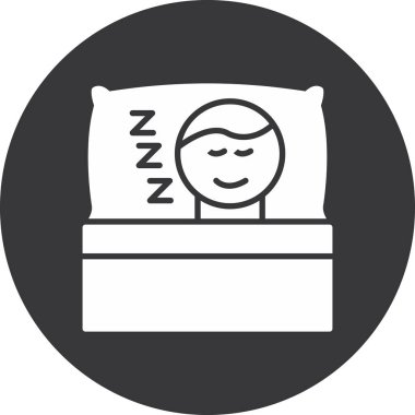 Yastık simgesi olan uyuyan adam, basit vektör çizimi